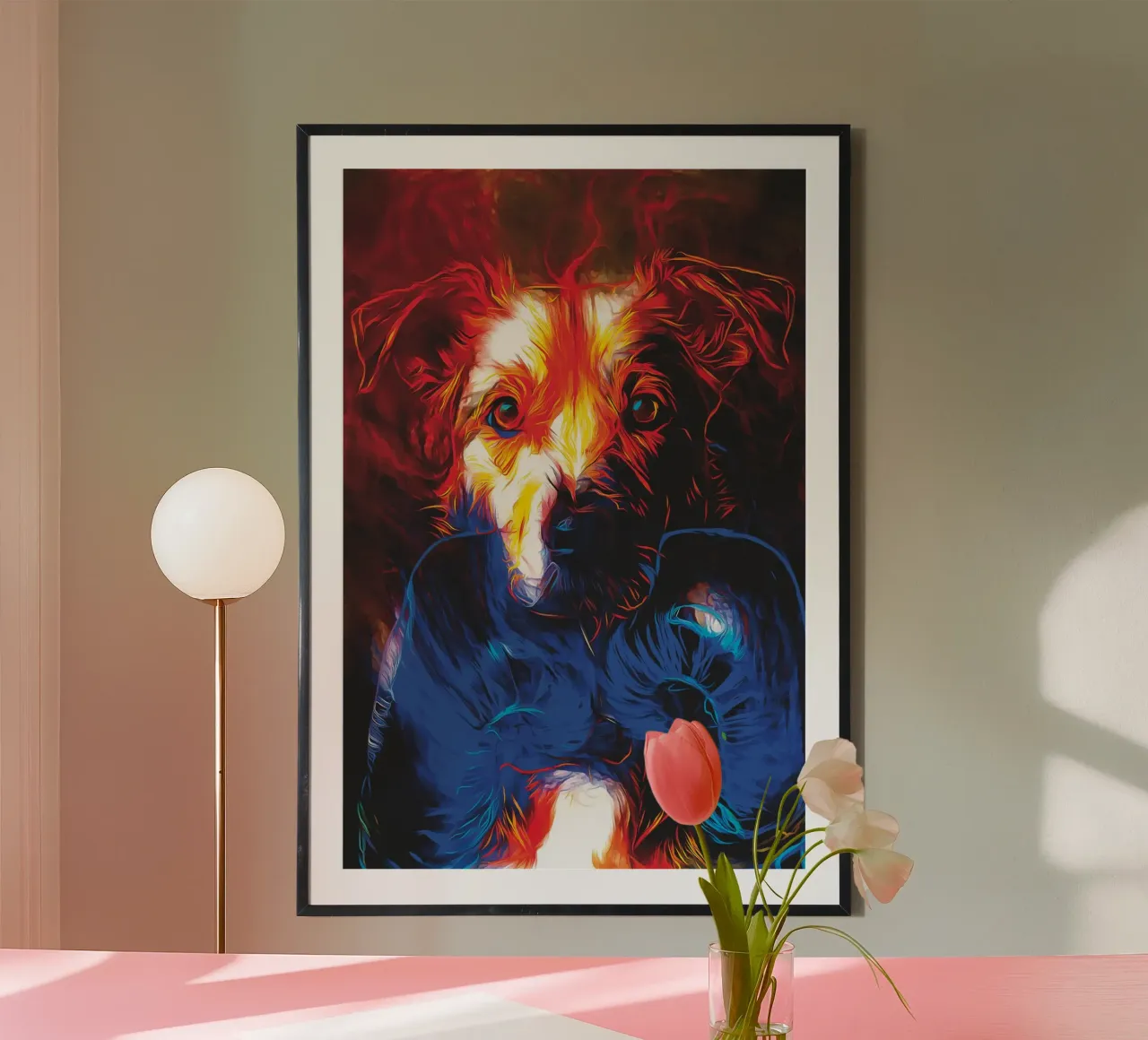 il cane da boxe poster con telaio in alluminio da Fred-Graph
