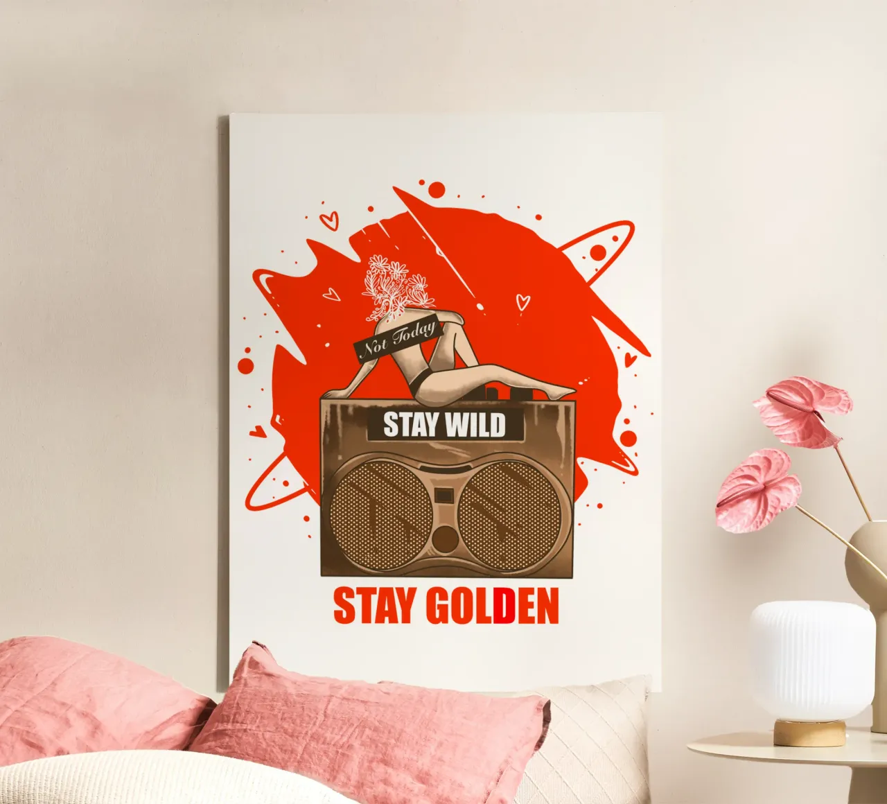Summer Vibes - Rimanere selvaggi, rimanere dorati tela con Cornice a cassetta da Gift For You