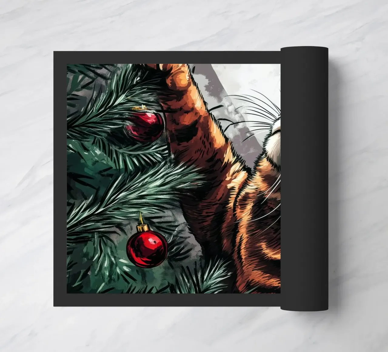 I gatti amano l'albero di Natale 4 zerbino da Justyna Jaszke JBJart