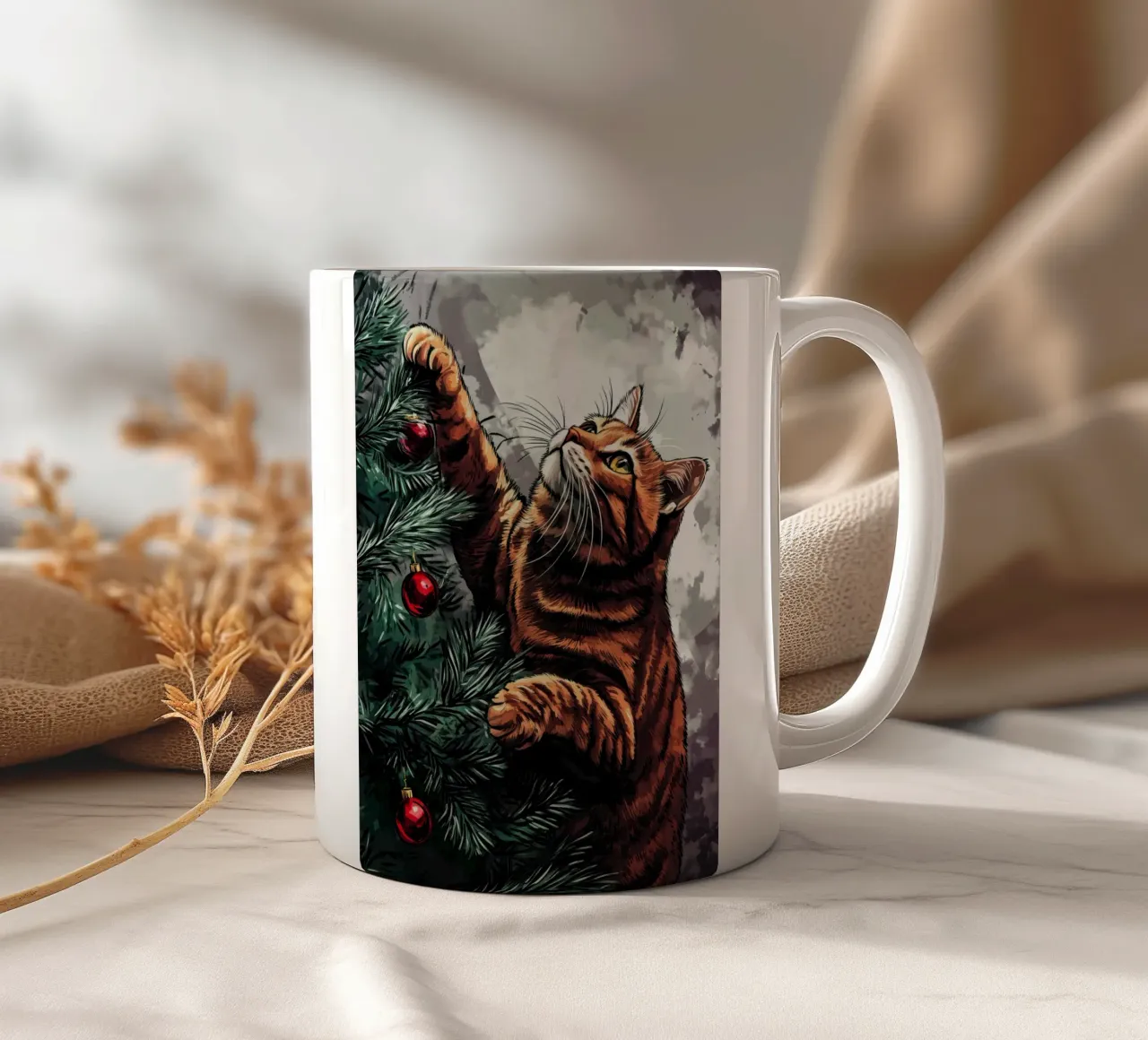 I gatti amano l'albero di Natale 4 tazza in ceramica da Justyna Jaszke JBJart