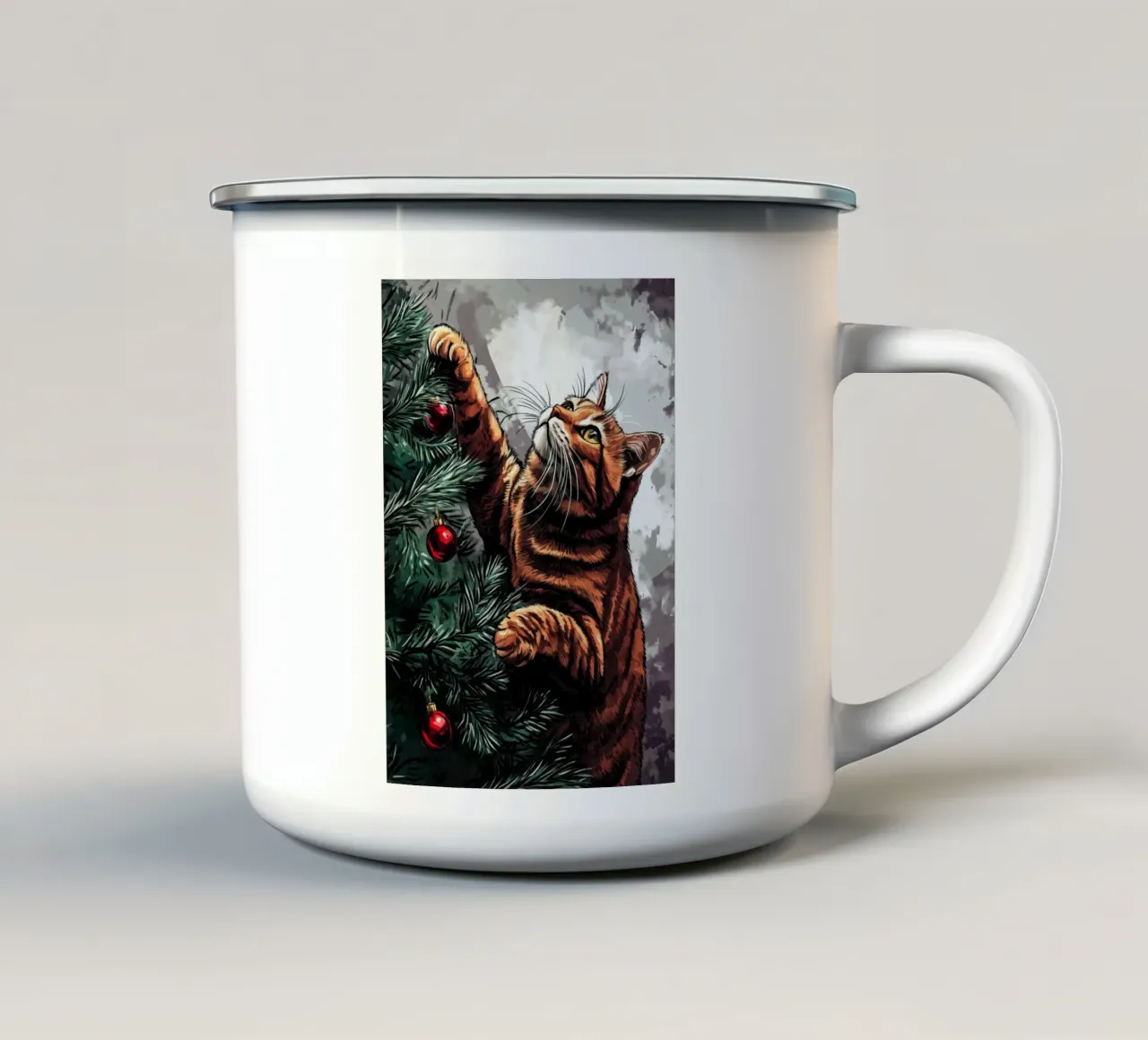 I gatti amano l'albero di Natale 4 tazza in smalto da Justyna Jaszke JBJart