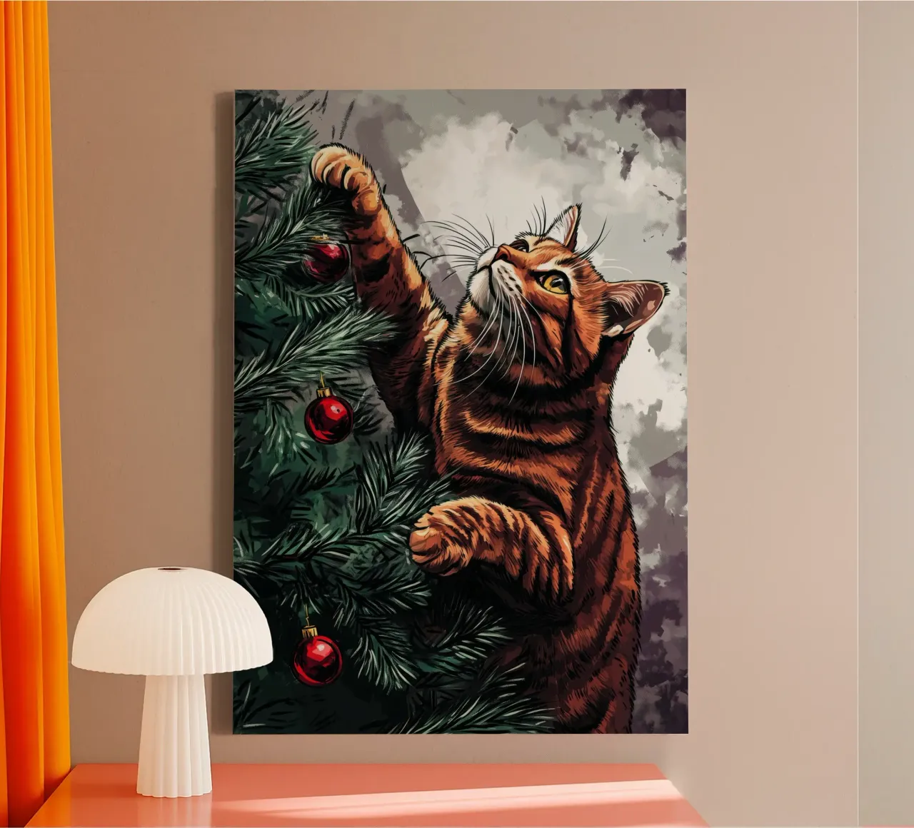 I gatti amano l'albero di Natale 4 tela con Cornice a cassetta da Justyna Jaszke JBJart