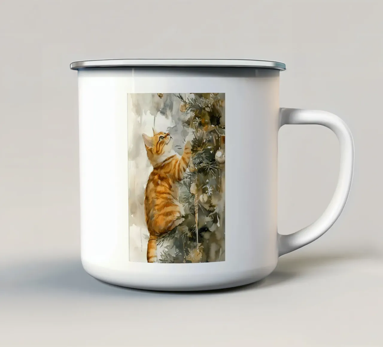 I gatti amano l'albero di Natale 6 tazza in smalto da Justyna Jaszke JBJart