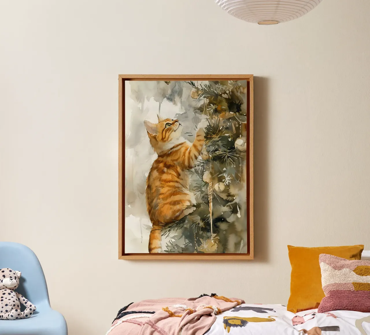 I gatti amano l'albero di Natale 6 tela con Cornice a cassetta da Justyna Jaszke JBJart