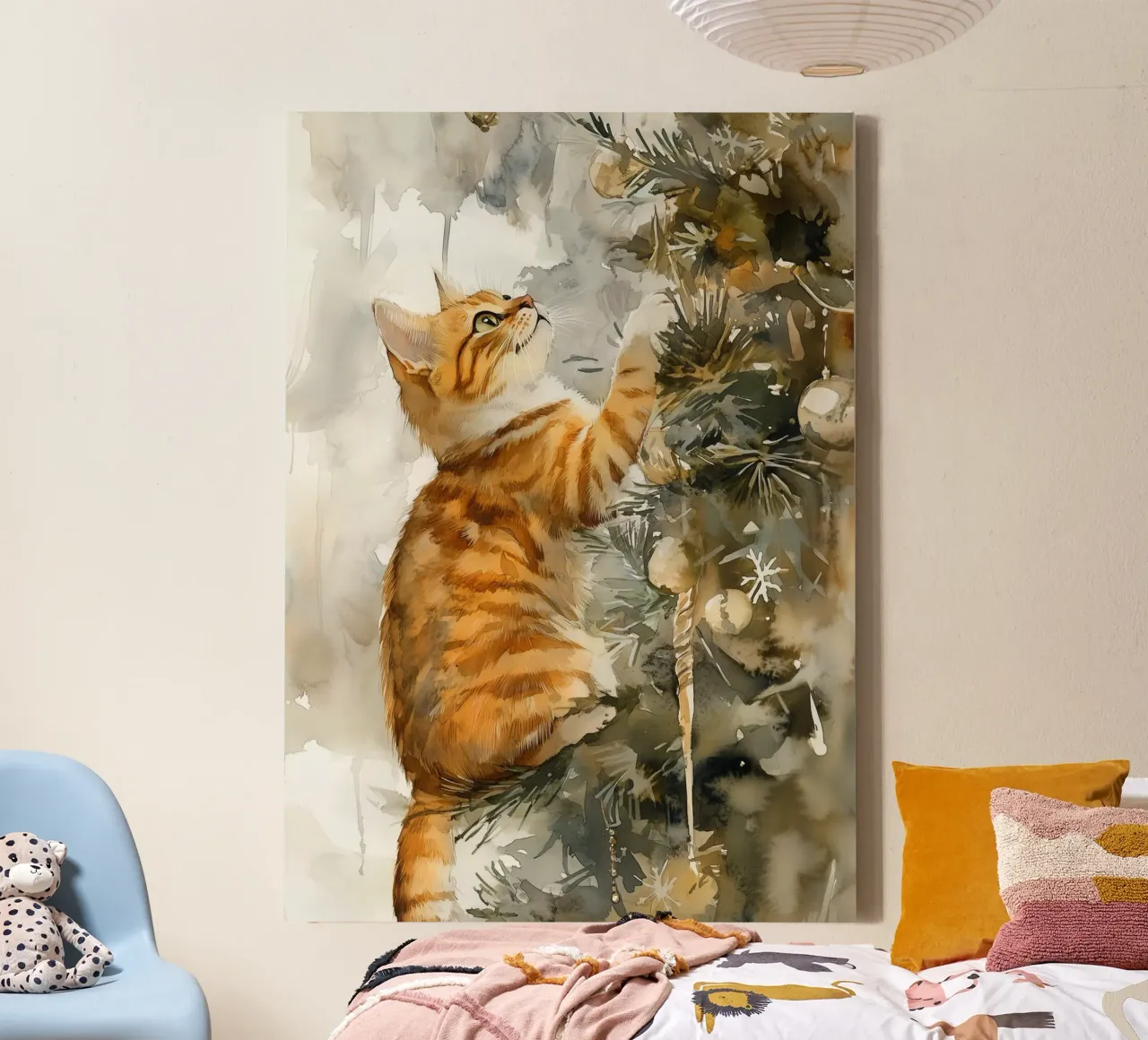 I gatti amano l'albero di Natale 6 tela con Cornice a cassetta da Justyna Jaszke JBJart