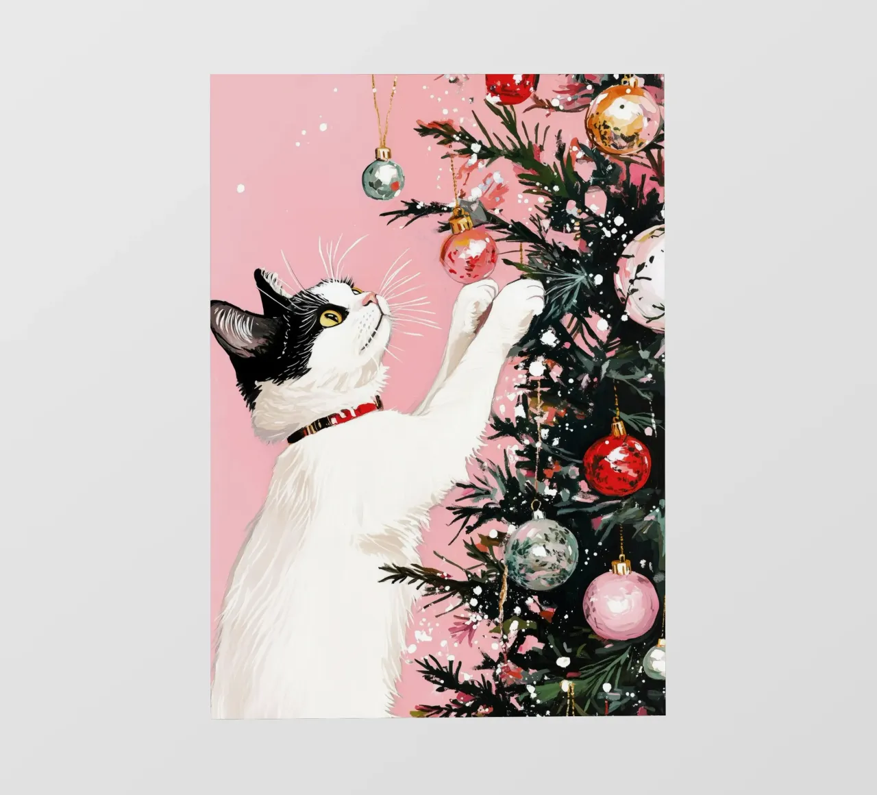 Katten zijn dol op de kerstboom 7 fotobehang van Justyna Jaszke JBJart