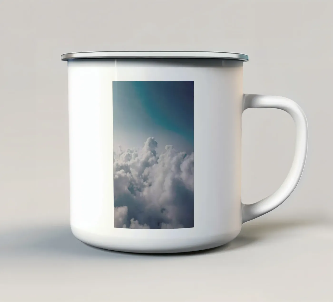Clouds I enamel mug by Sebastian Hilgetag