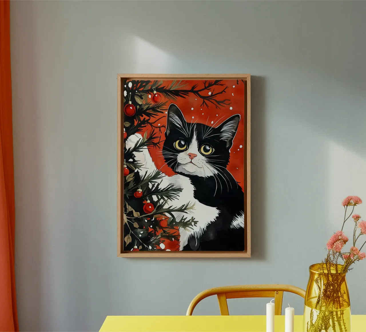 I gatti amano l'albero di Natale 8 tela con Cornice a cassetta da Justyna Jaszke JBJart