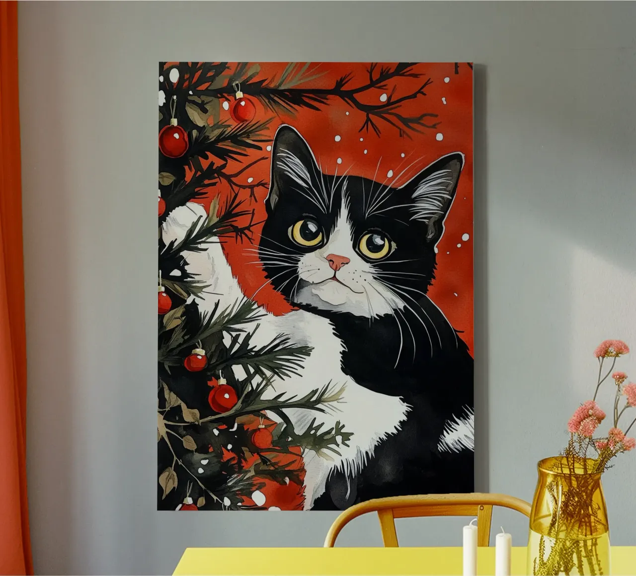I gatti amano l'albero di Natale 8 tela con Cornice a cassetta da Justyna Jaszke JBJart
