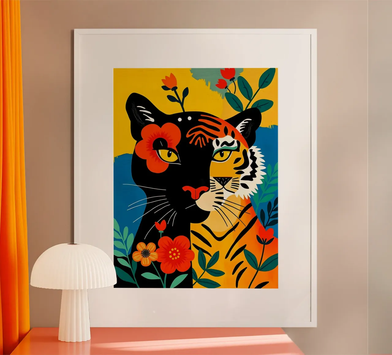 PANTERA E TIGRE NELLA GIUNGLA poster da ARTOMATIC