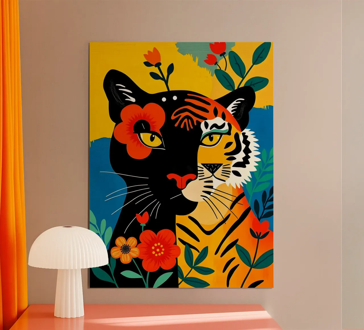 PANTERA E TIGRE NELLA GIUNGLA poster da ARTOMATIC