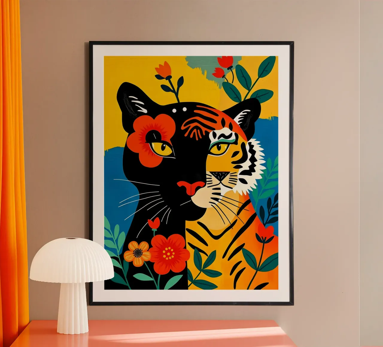 PANTERA E TIGRE NELLA GIUNGLA poster da ARTOMATIC