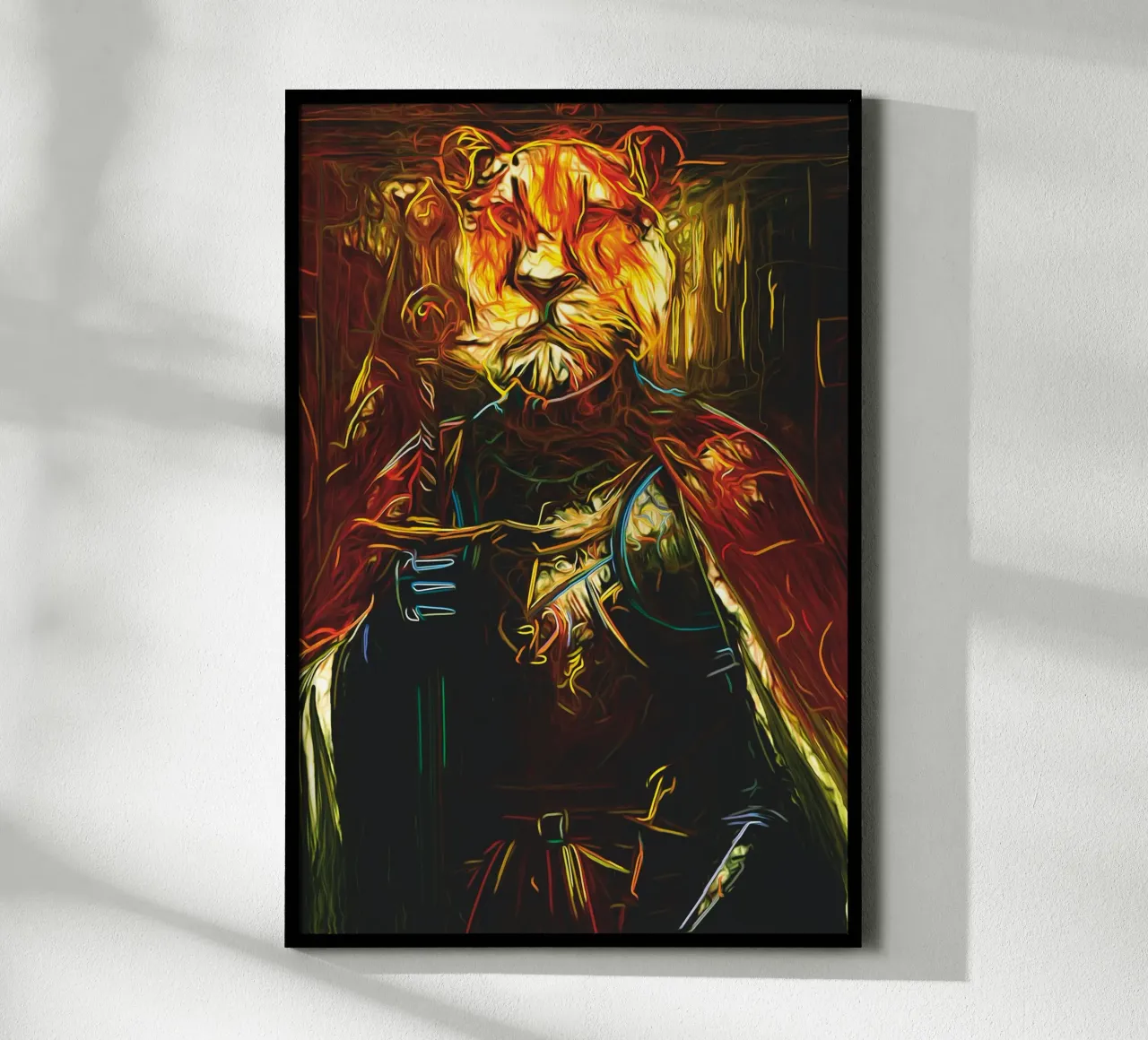 Stile LE ROI LION avant gardiste poster con telaio in alluminio da Fred-Graph