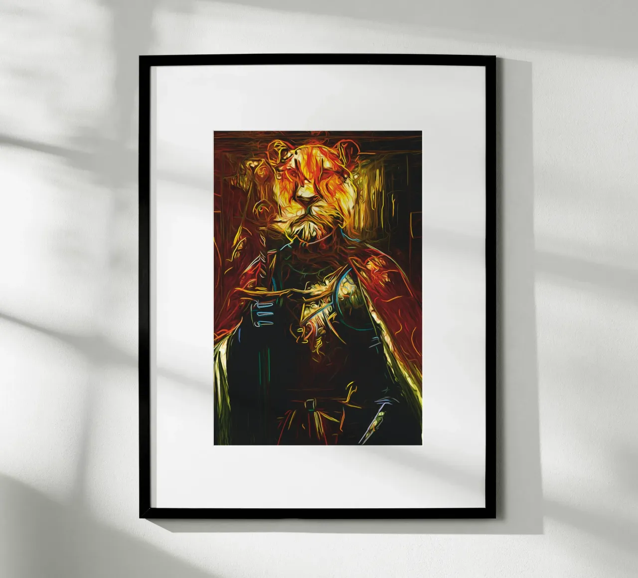 Stile LE ROI LION avant gardiste poster con telaio in alluminio da Fred-Graph