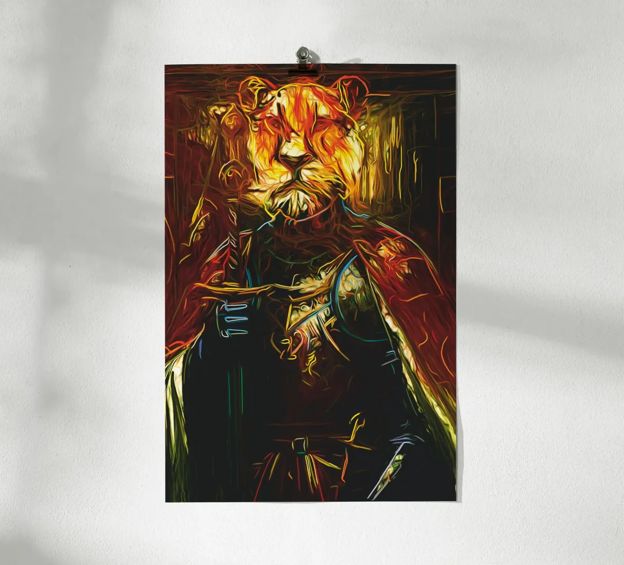Stile LE ROI LION avant gardiste poster con telaio in alluminio da Fred-Graph