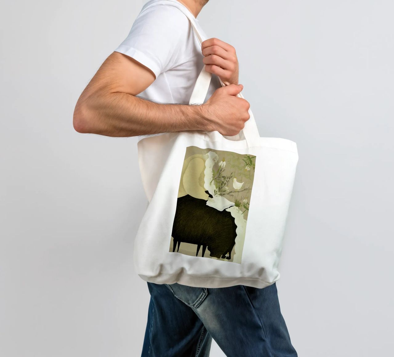 Man With Beard borsa in juta da Amalia Restrepo