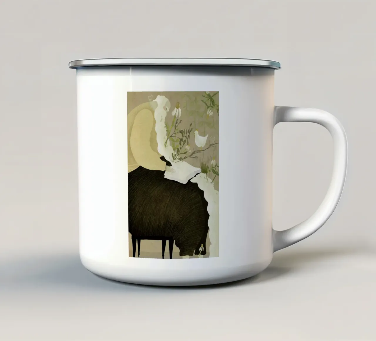 Man With Beard mug en émail de Amalia Restrepo