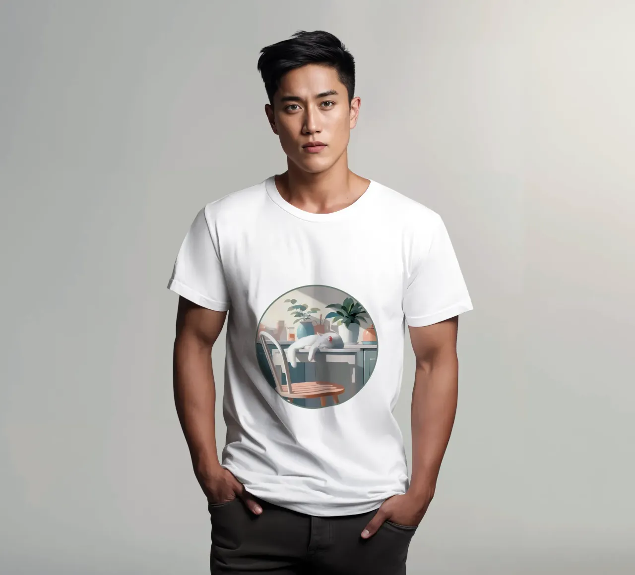 Gatto che dorme t-shirt da Digital Naive