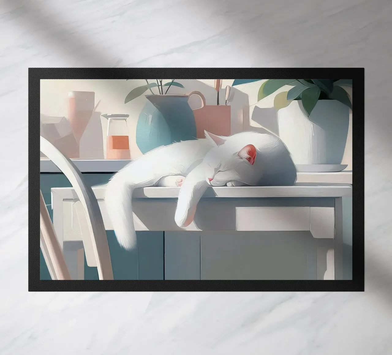 Sleeping cat doormat by Digital Naive