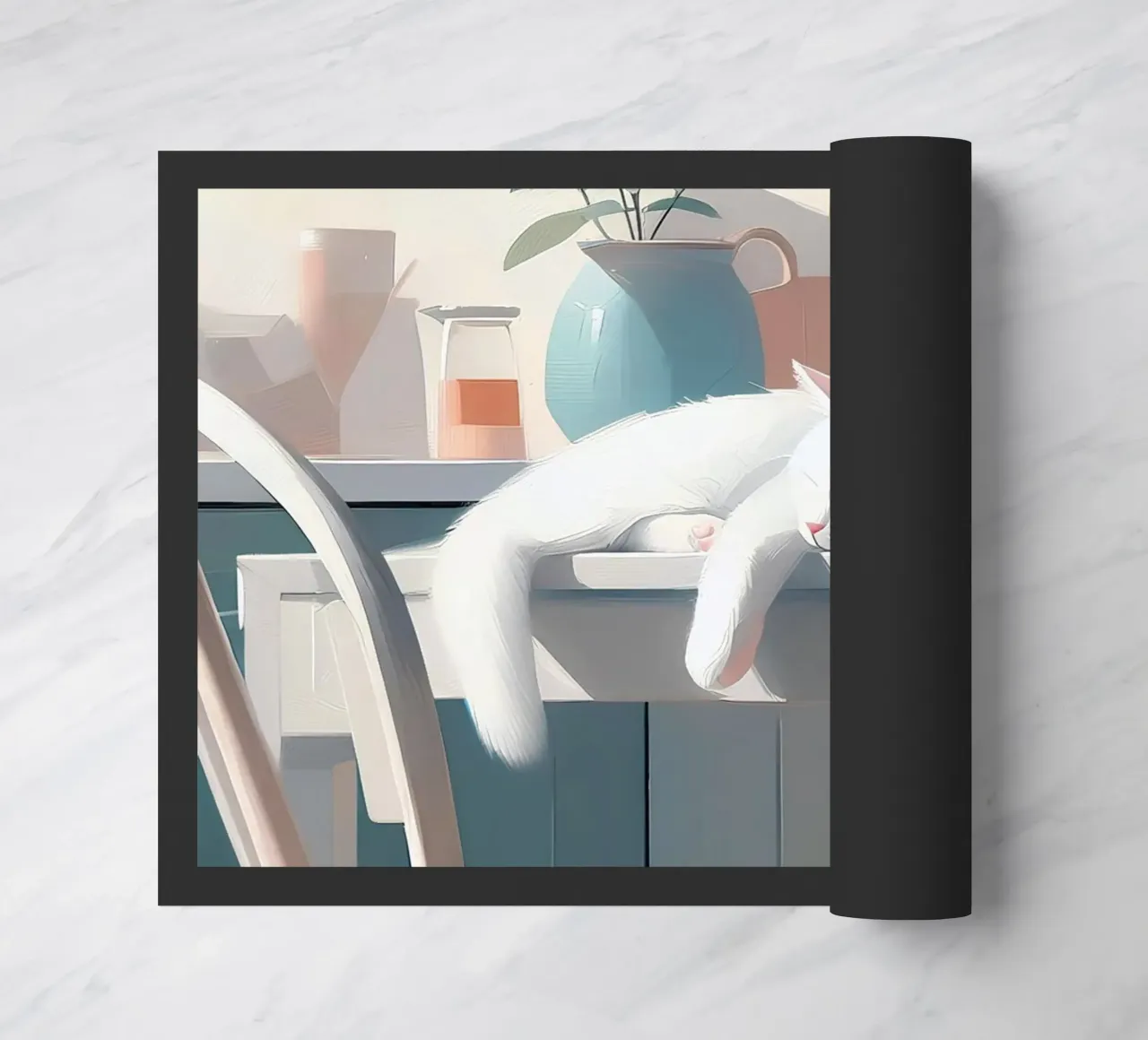 Sleeping cat doormat by Digital Naive