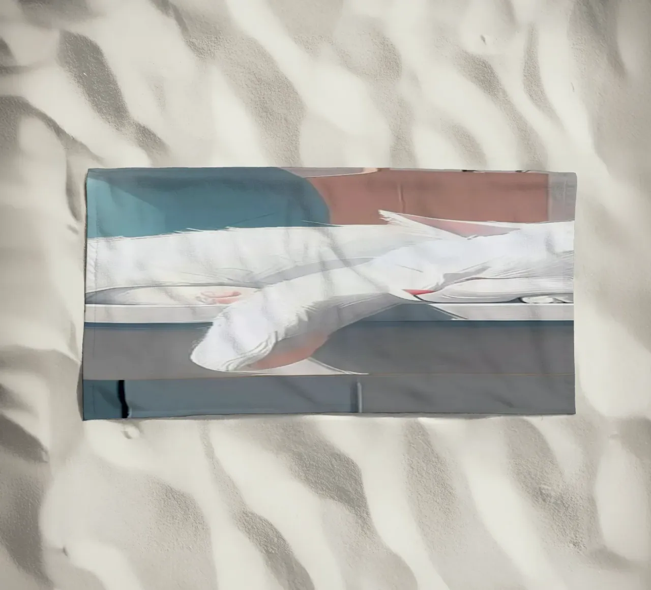 Gatto che dorme telo mare da Digital Naive