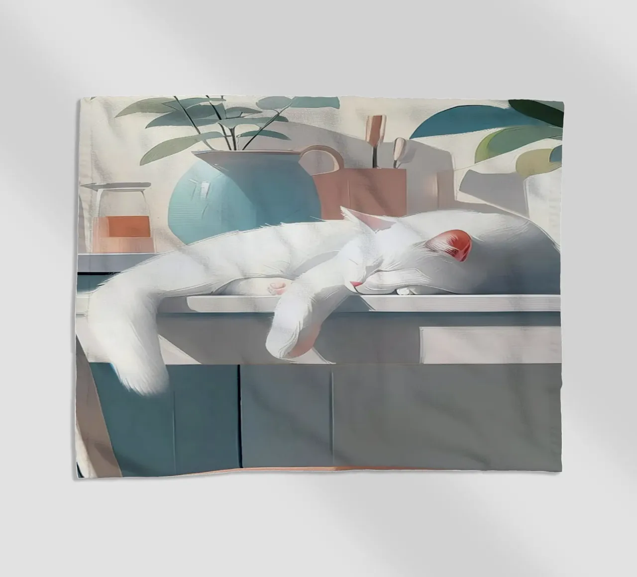 Gatto che dorme telo mare da Digital Naive