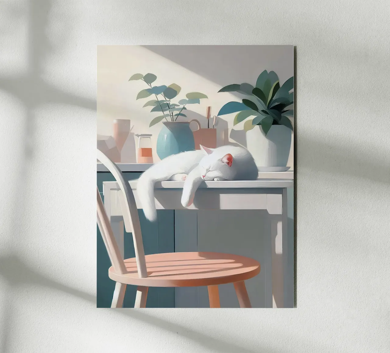 Gatto che dorme alluminio dibond da Digital Naive