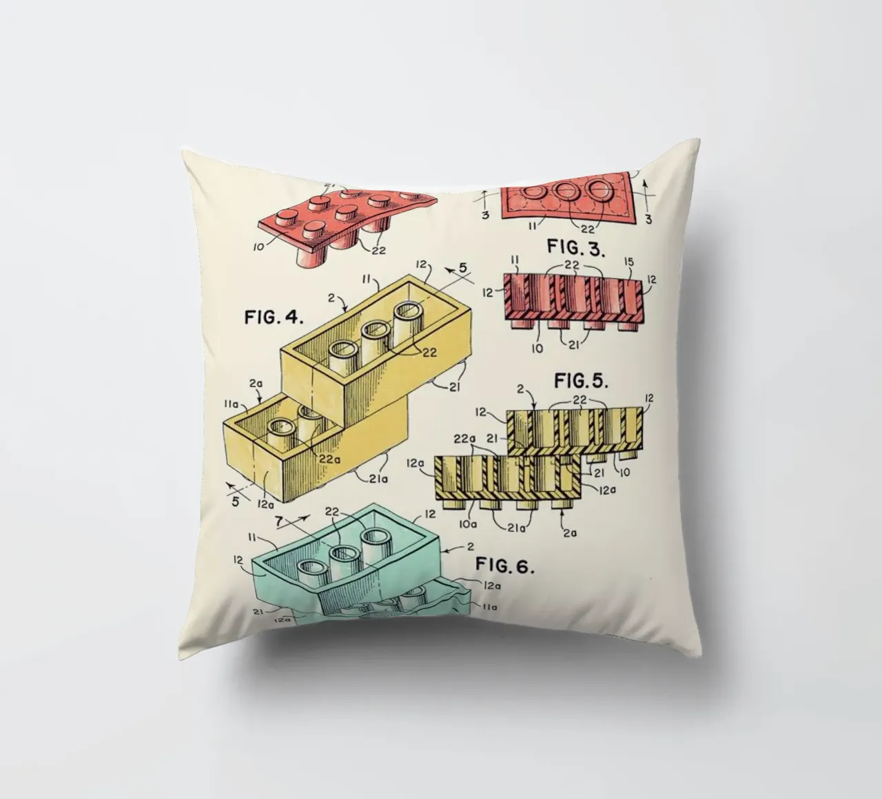 Lego PRINT Colors decorative cushion by Florent Bodart