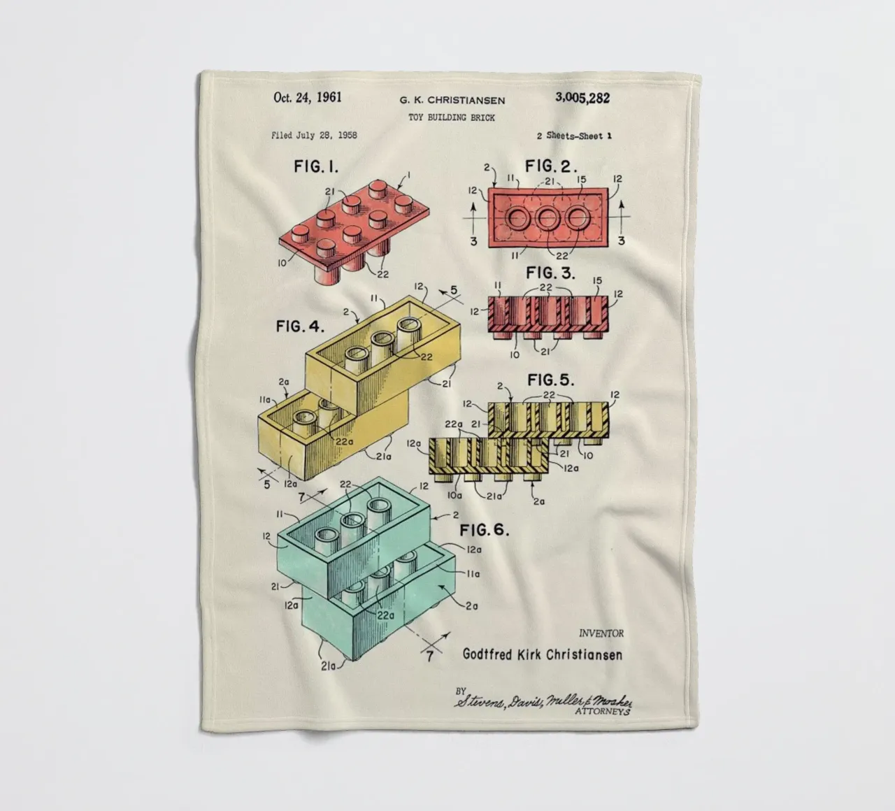 Lego PRINT Colors fleece blanket by Florent Bodart