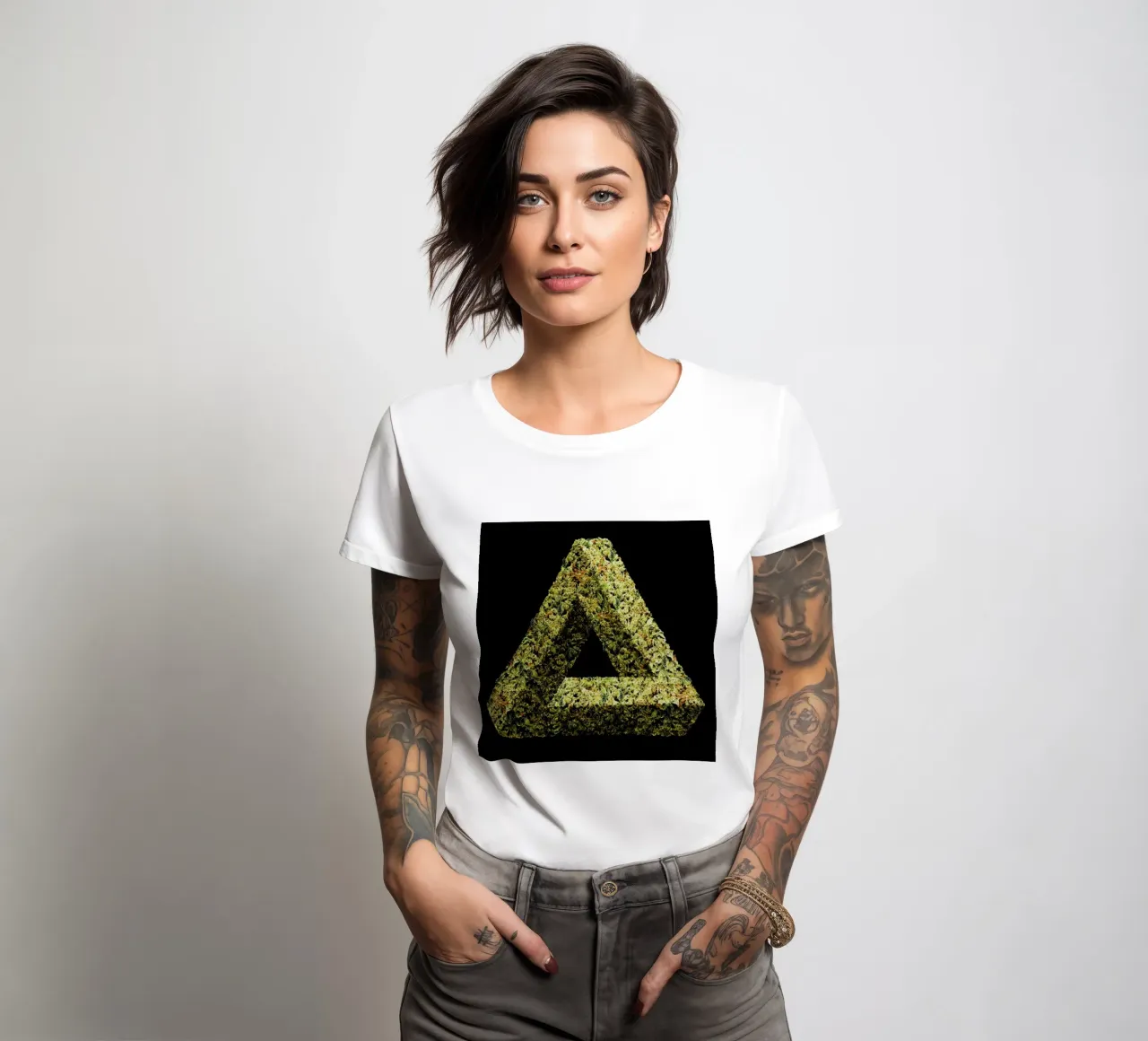 Weed Penrose Triangle women's fitted t-shirt by suckertom