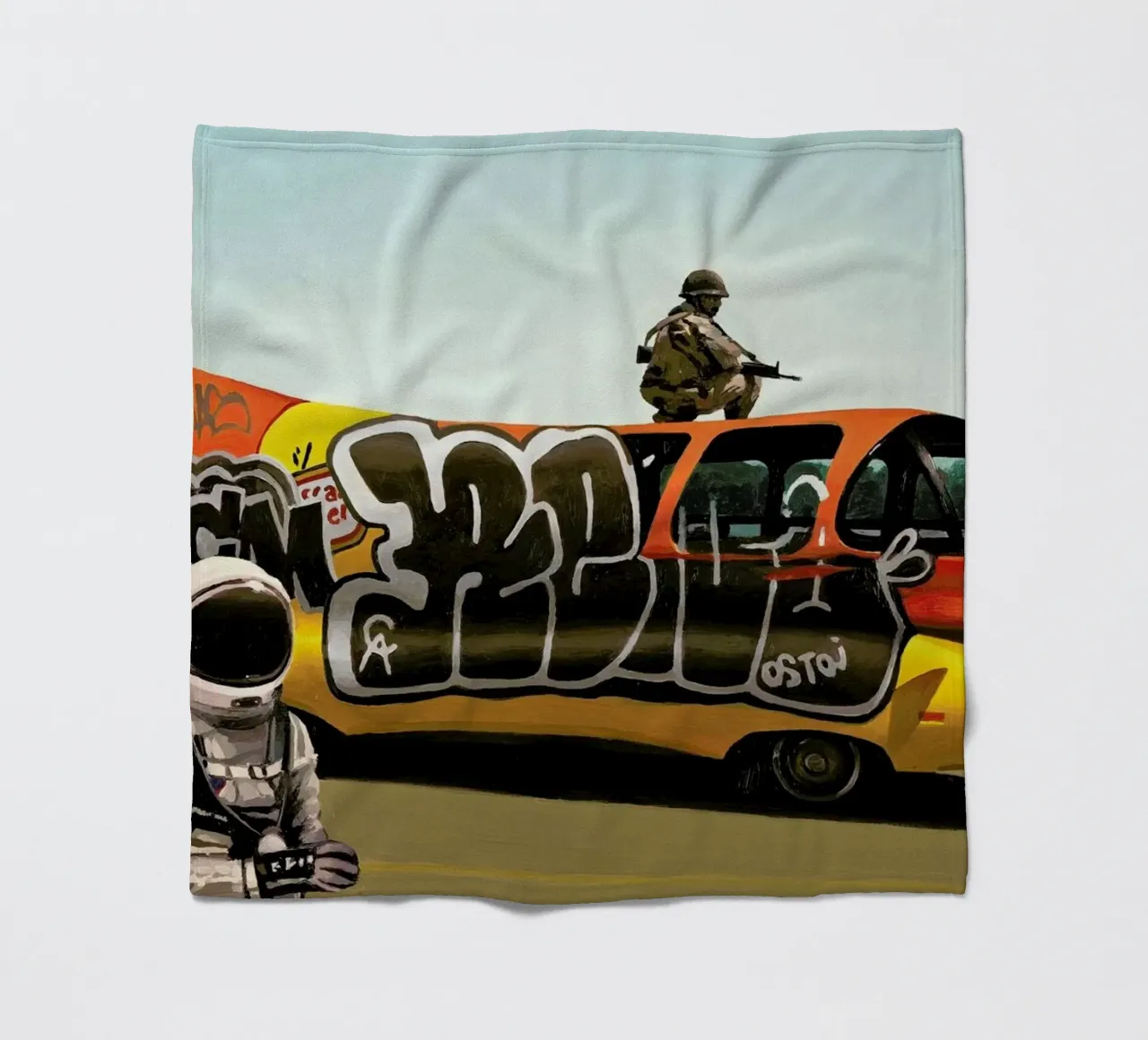 Wienermobile fleece blanket by Scott Listfield