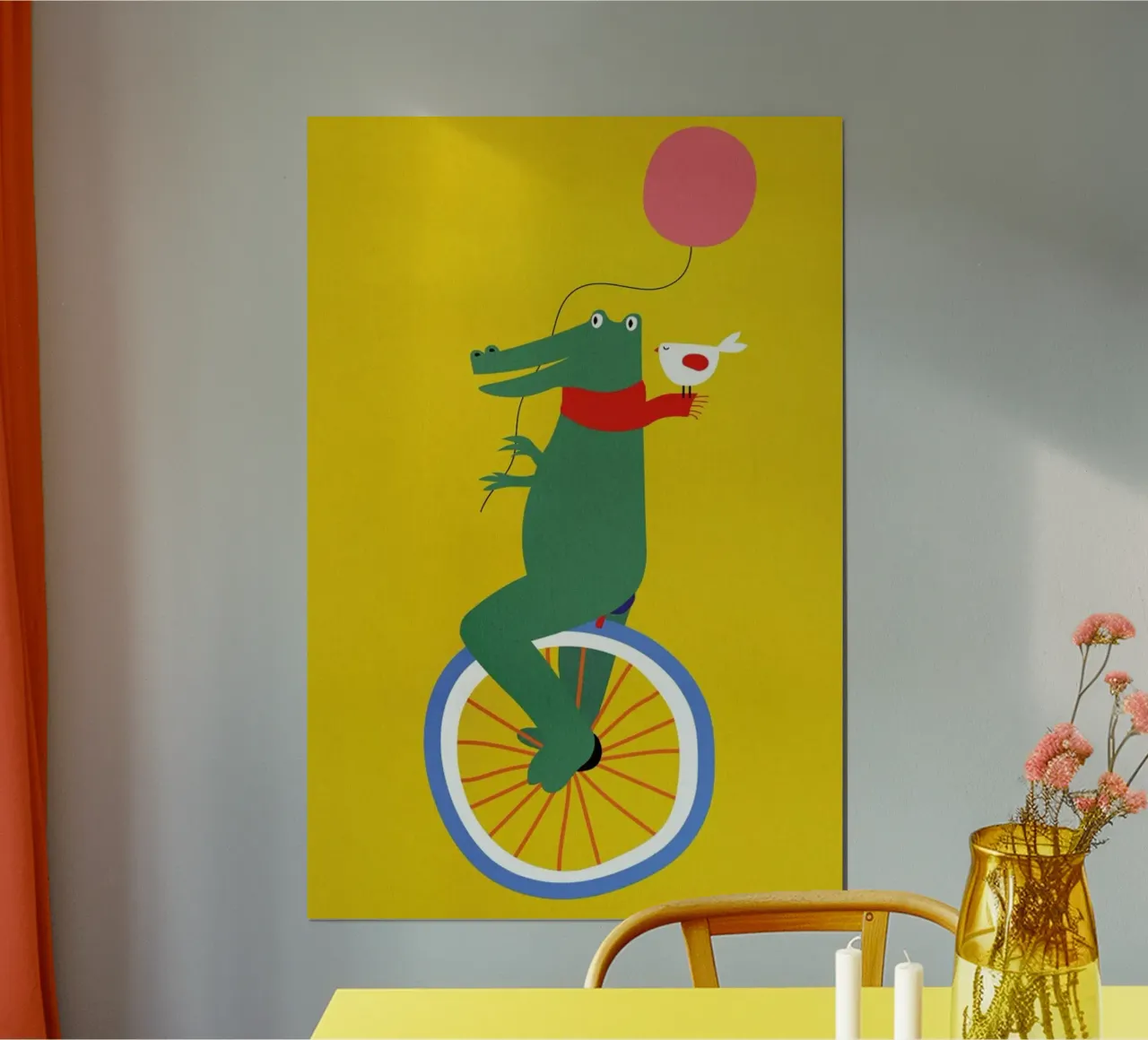 Unicycle Croc poster con telaio in alluminio da Little Flourishes