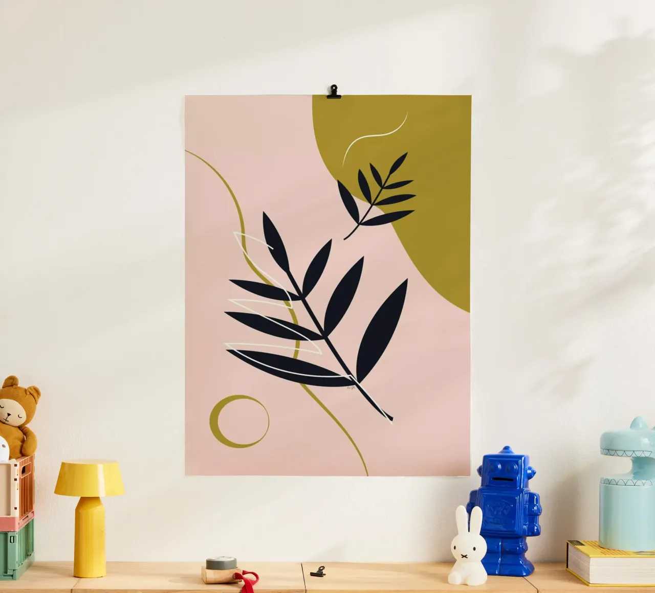 Falling Leaves poster con telaio in alluminio da Linda Gobeta