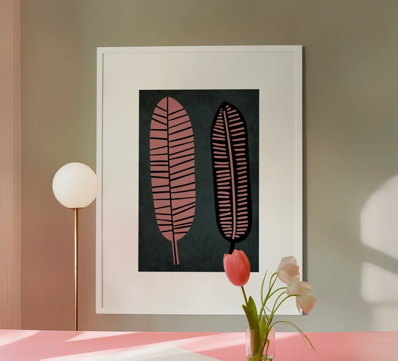 Two Leaves poster con telaio in plastica da Kubistika