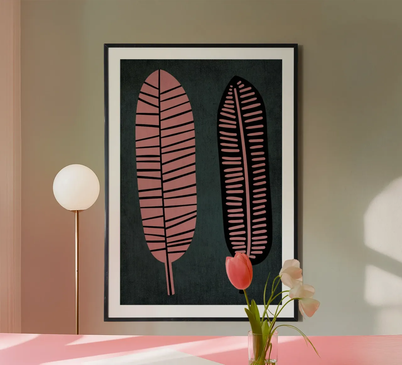 Two Leaves poster con telaio in plastica da Kubistika