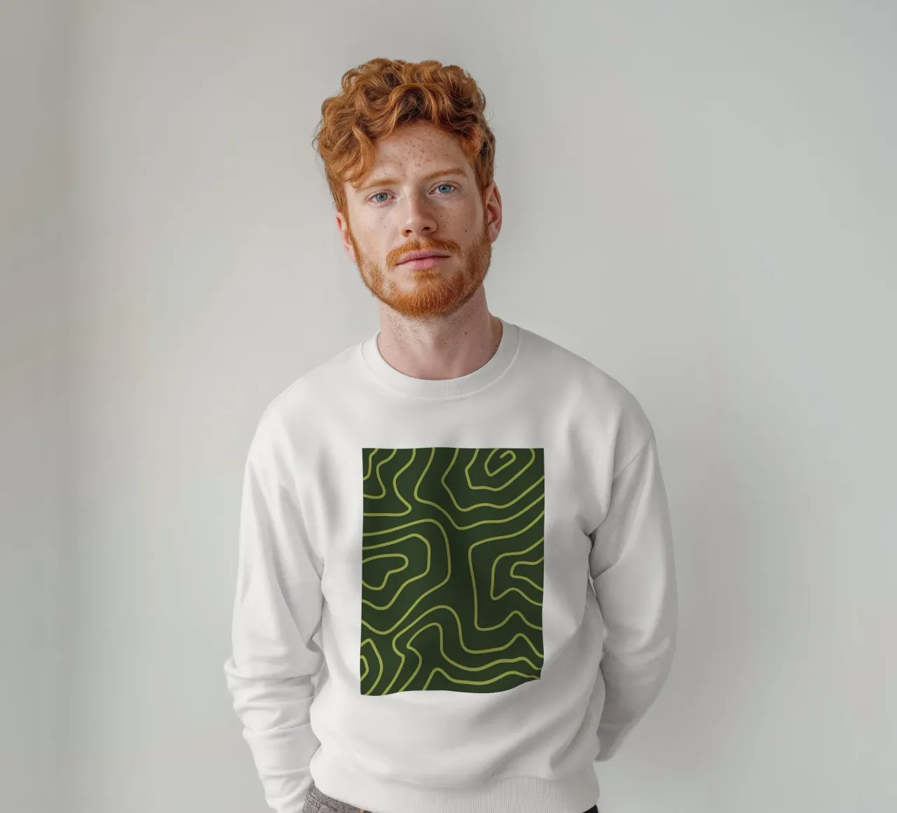 Minimalistische groene lijnen sweatshirt van MODERN NUANCE