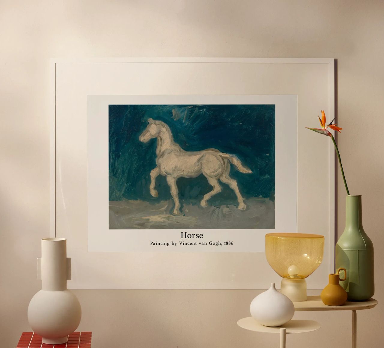 Vincent van Gogh, white horse poster by Carinaprint