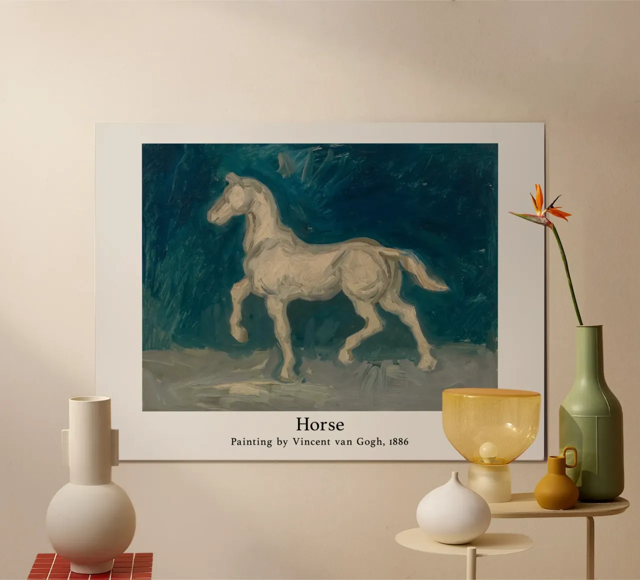 Vincent van Gogh, white horse poster by Carinaprint