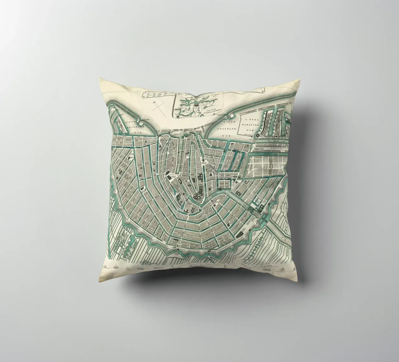 Amsterdam, The Netherlands, 1683 cuscino da Artokoloro Quint Lox Ltd