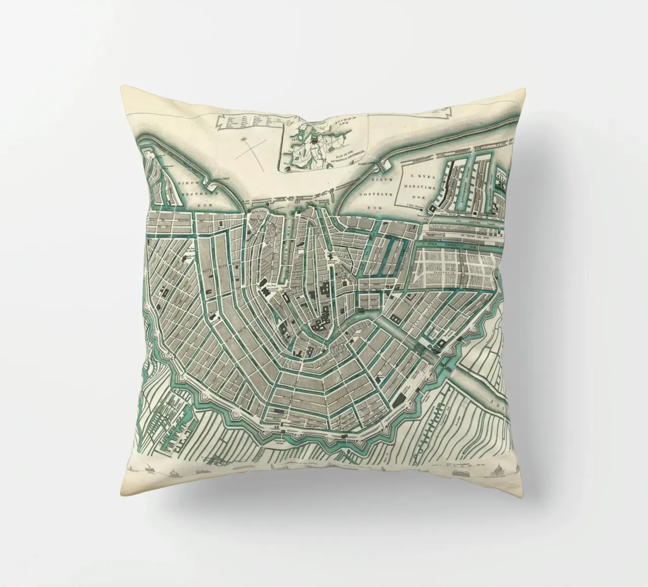 Amsterdam, The Netherlands, 1683 cuscino da Artokoloro Quint Lox Ltd