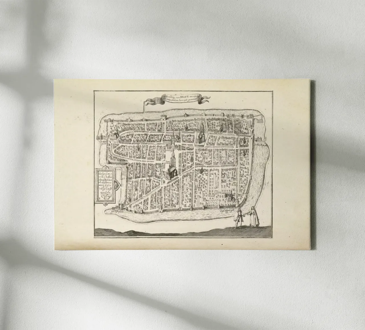 Deft, The Netherlands,Hogenberg, 1729 tela con Cornice a cassetta da Artokoloro Quint Lox Ltd