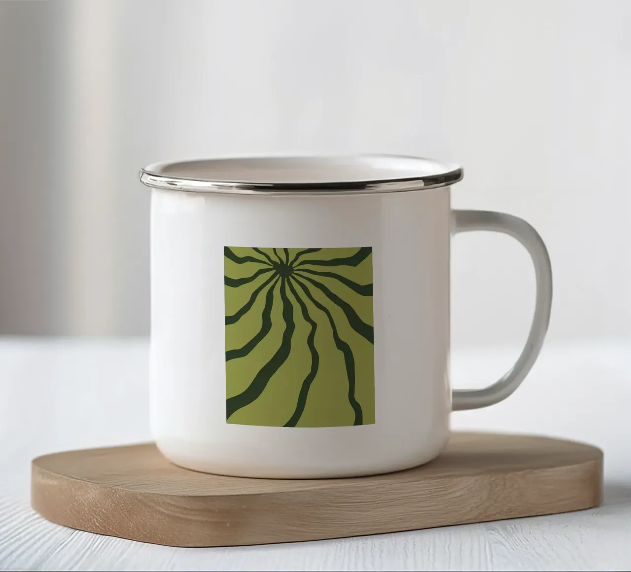 Motivo verde minimalista tazza in smalto da MODERN NUANCE