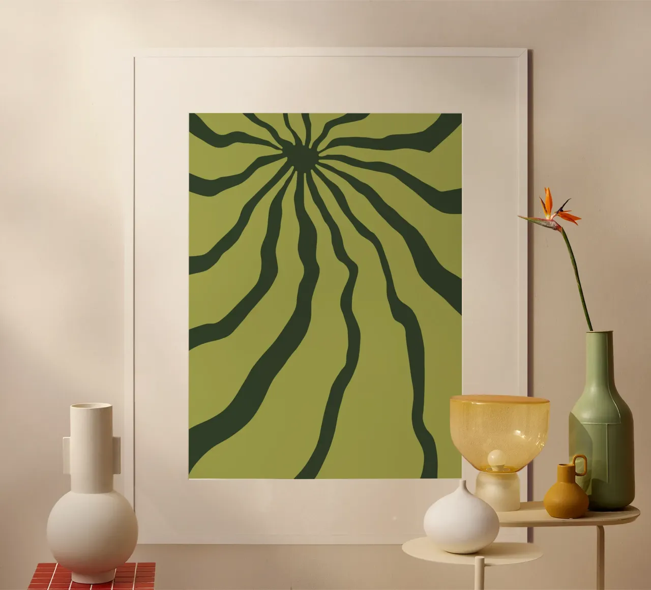 Motif minimaliste vert poster de MODERN NUANCE