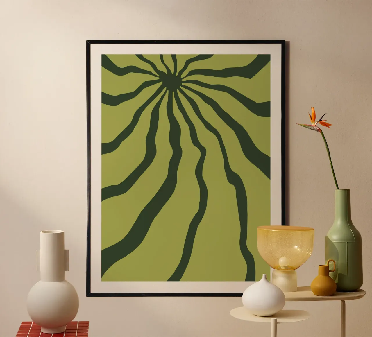 Motif minimaliste vert poster de MODERN NUANCE