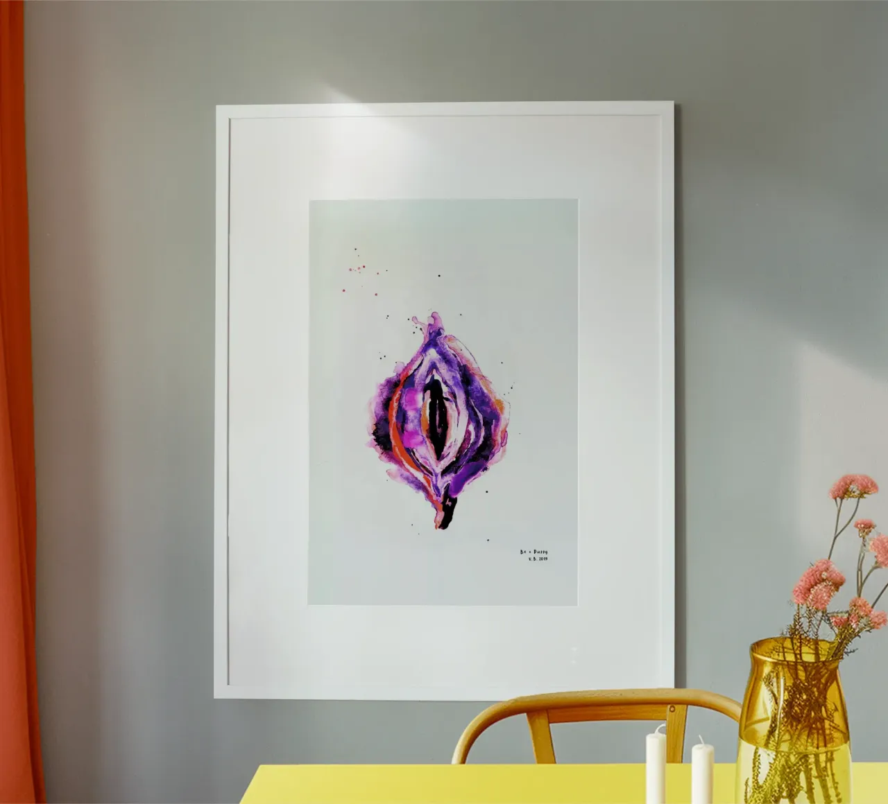 Vulva Painting Purple Poster mit Kunststoffrahmen von Verena Bonath | 21st aesthetics