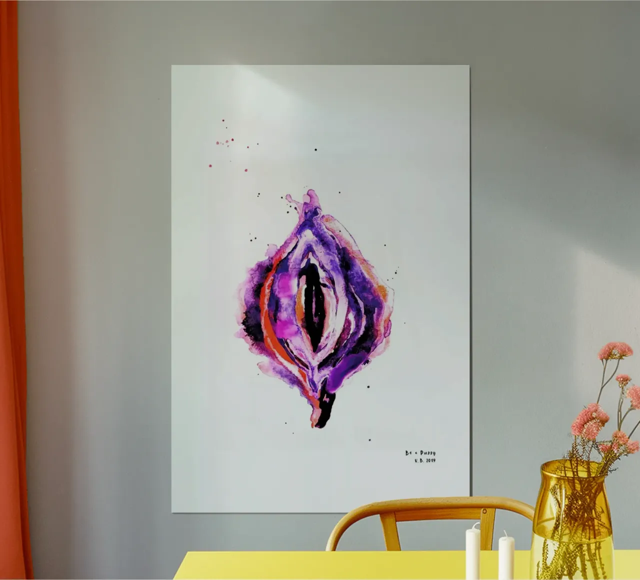 Vulva Painting Purple Poster mit Kunststoffrahmen von Verena Bonath | 21st aesthetics