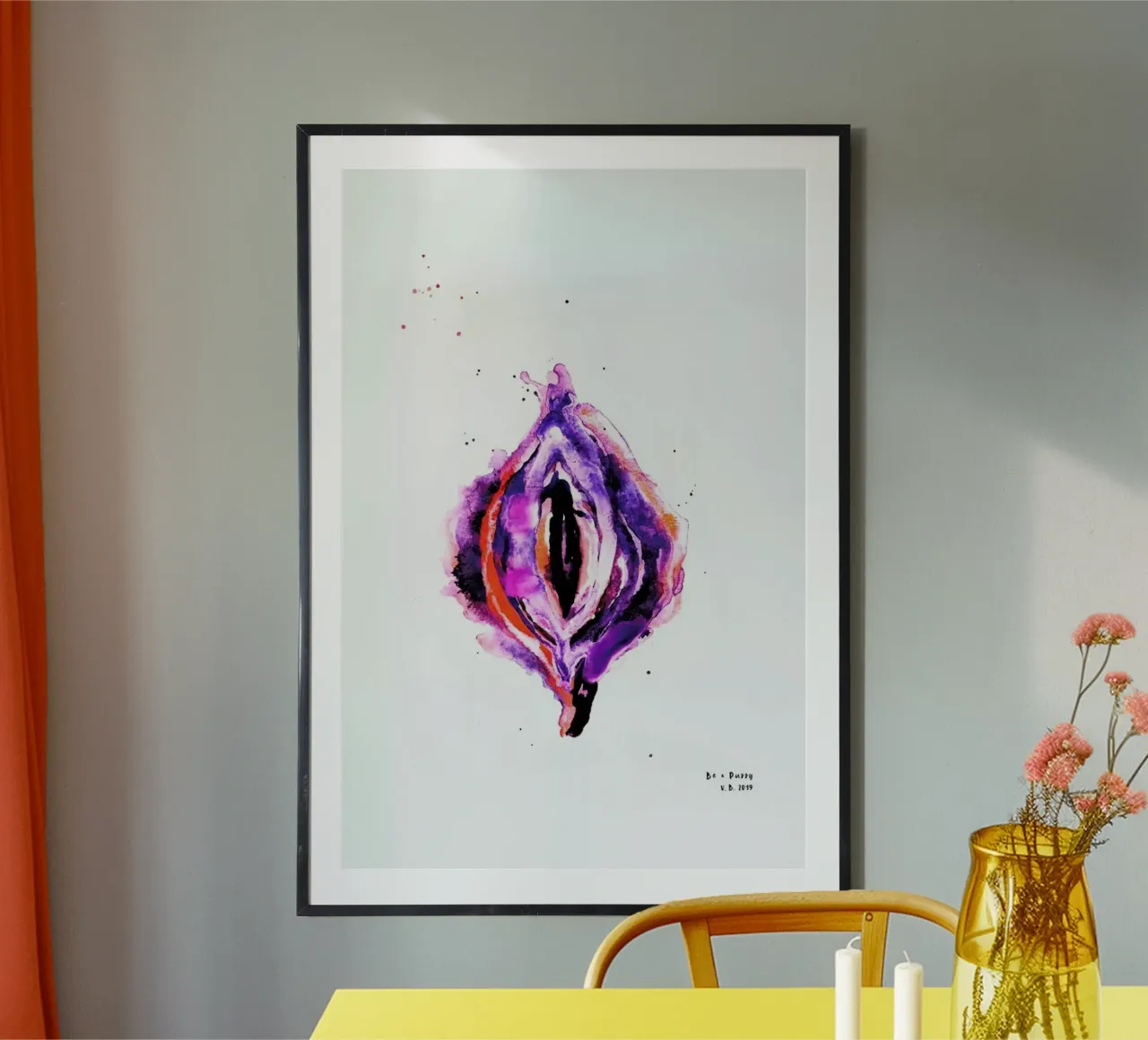 Vulva Painting Purple Poster mit Kunststoffrahmen von Verena Bonath | 21st aesthetics