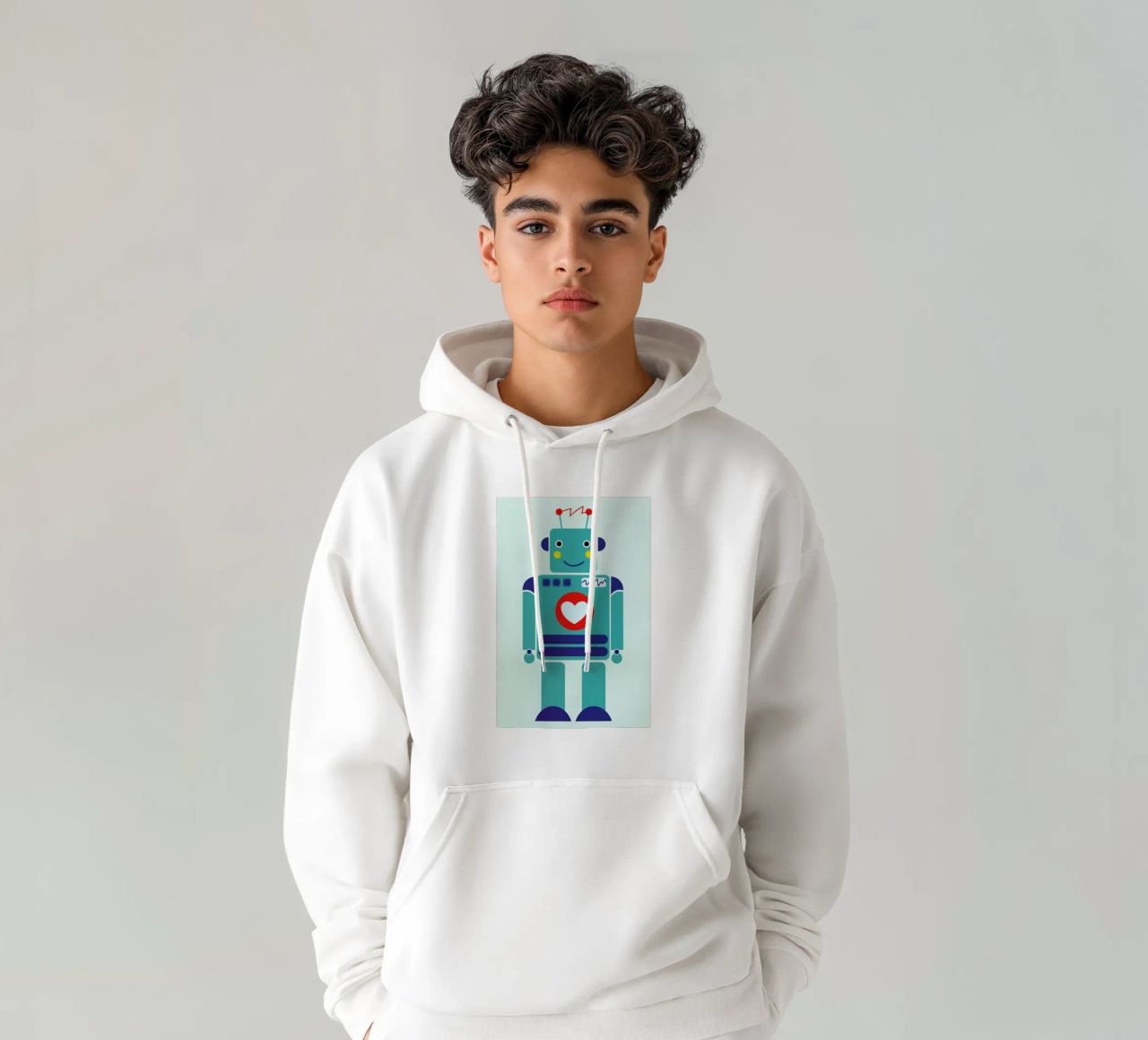 Robot with a Heart felpa con cappuccio da Little Flourishes