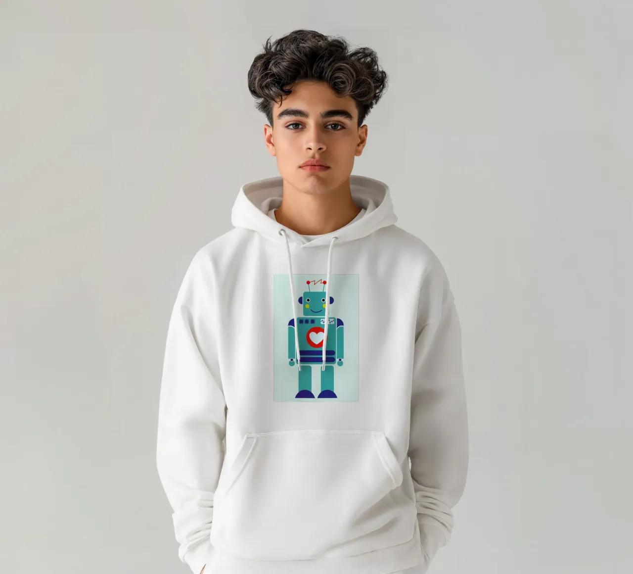 Robot with a Heart felpa con cappuccio da Little Flourishes