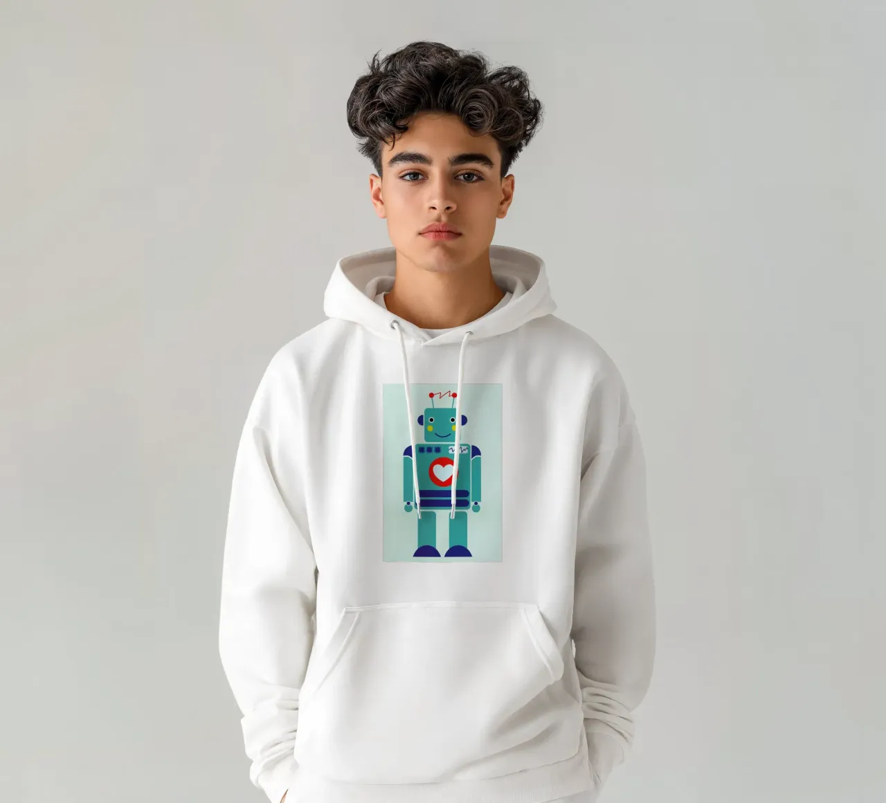 Robot with a Heart sudadera con capucha de Little Flourishes